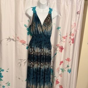 Elegant Blue Green Black Women's Dress